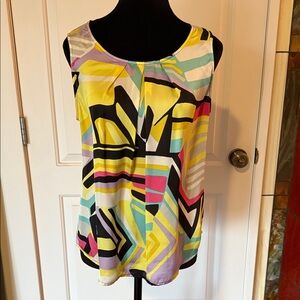 Nine West Multicolor Geometric Sleeveless Blouse